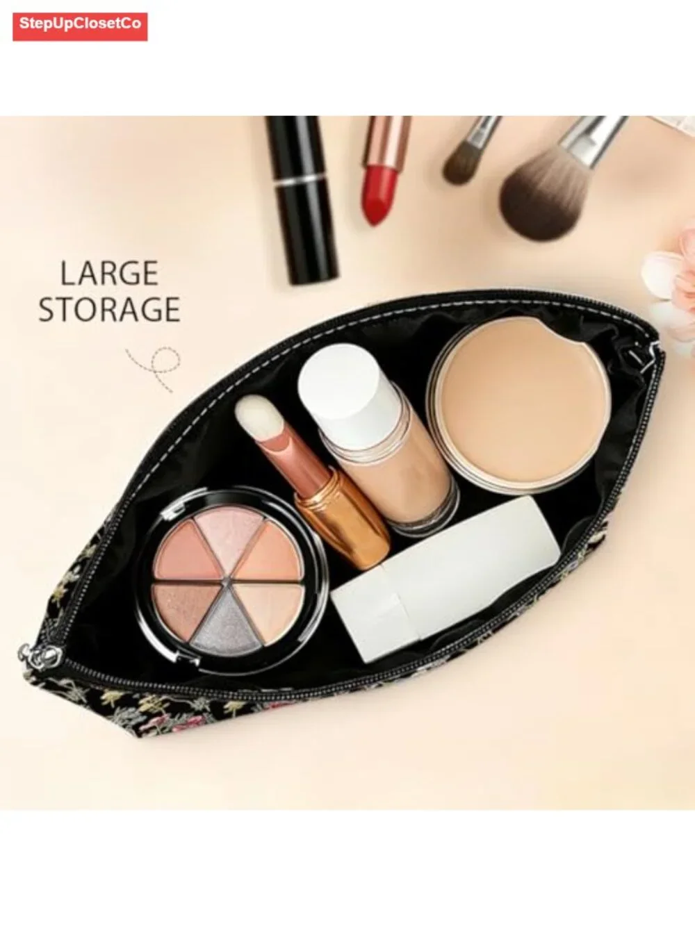 Makeup Bag Cosmetic Pouch Cotton Linen Travel Toiletry Organizer Gift